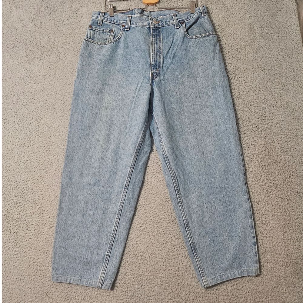 Levis 560 Jeans Mens 38x27.5 (hemmed) Straight Blue Denim Light Wash Cotton‎ VTG
